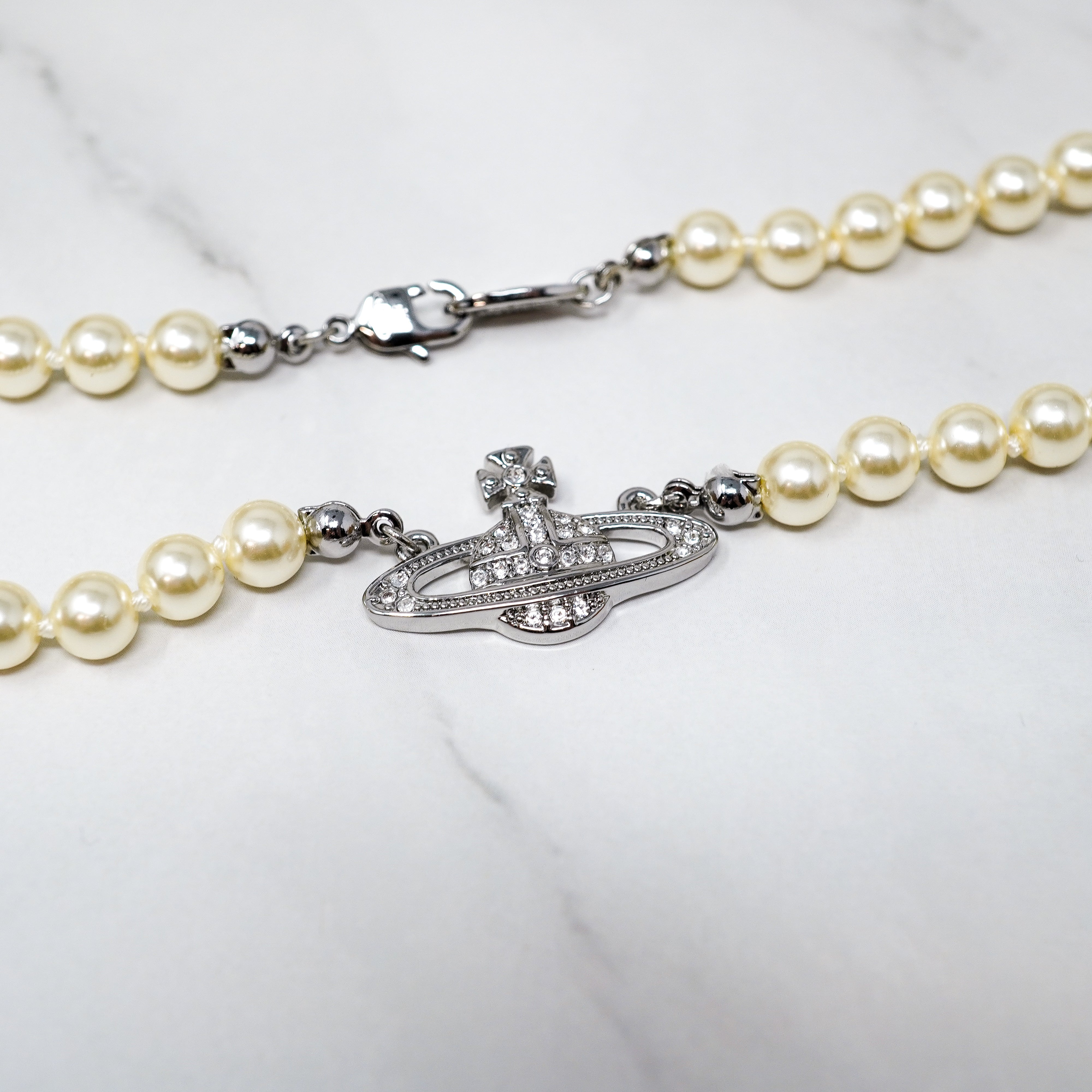 Silver Single Row Pearl Choker Necklace